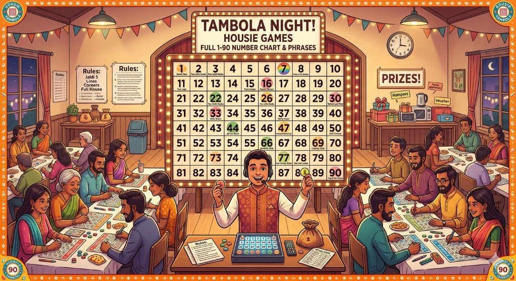 Tambola 90 Number Chart Essentials